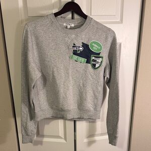 Wear Gray Women's Crew Neck Sweater with Patches